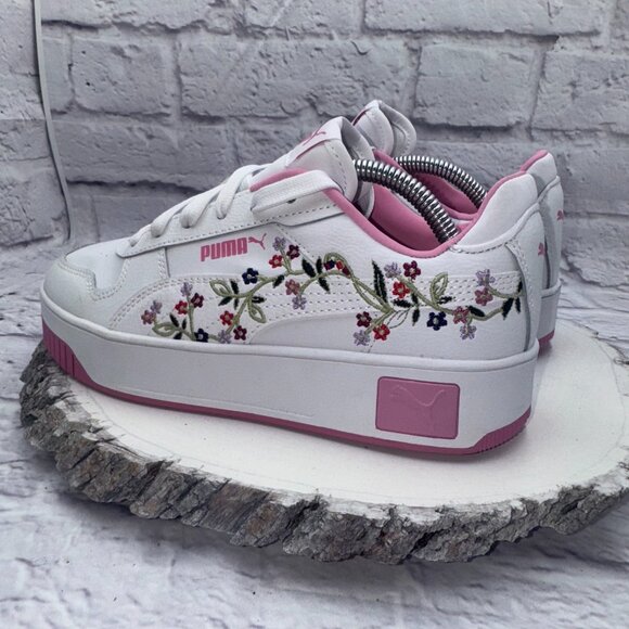 PUMA Womens Carina Street Floral Lace Up Sneakers Shoes Casual White Pink Sz 5 - Picture 6 of 14